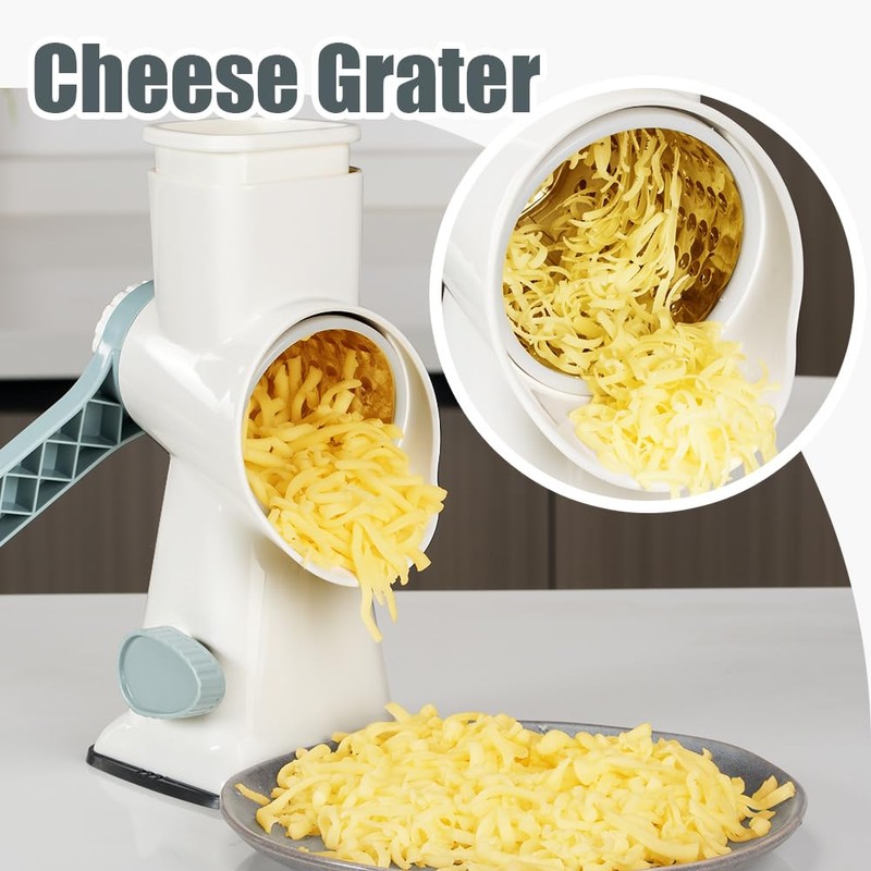 KEOUKE Rotary Cheese Grater with Handle Vegetable Cheese Shredder Slicer