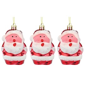 3 PCS Santa Claus Hanging Ornaments Cute Novelty Decorations Plastic Glitter Shiny Christmas Baubles for Christmas Tree Decorations