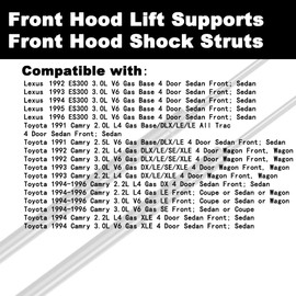 Front Hood Lift Supports Shock Struts Compatible with Camry 1991 1992 1993 1994 1995 1996 ES300 1992 1993 1994 1995 1996 2-PC Set Replace 5345009010