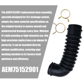 AEM75152901 Washer Drain Hose Compatible With Kenmore, LG and Others Front Loading Washers Machines Replace WT7800CW, WT7900HBA, WT7800CV, WT7880HWA, WT7405CW.