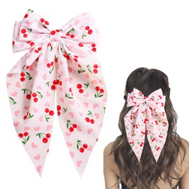 WRBAJIS Cherry Hair Bows for Women Cherry Hair Clip Summer Fruit Hair Clips Big Bows Hair Barrettes Elegant Girls Hair Accessories for Birthday Wedding Party Favor