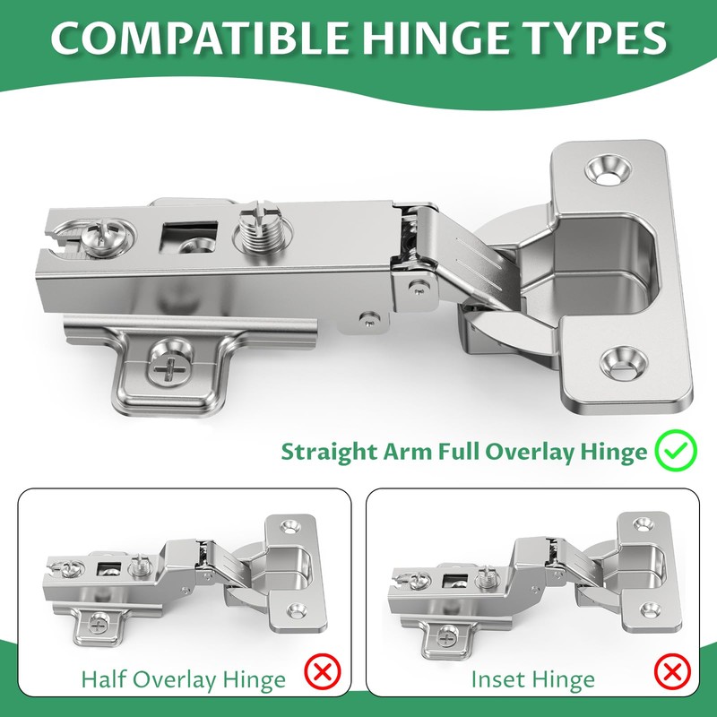 Cabinet Hinge Damper(Pack of 10),Straight Arm Full Overlay Hinge for