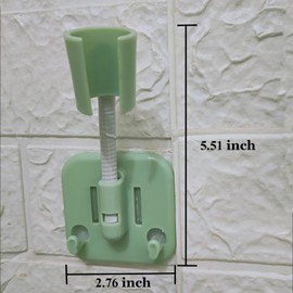 1 Pack Shower Head Holder with Adhesive Sticker & 2 Hanger Hooks, 360 Degree Rotatable Adjustable Handheld Shower Wand Holder, No-Drill Wall Mount Plastic Bracket Shower Base for Bathroom (Green)