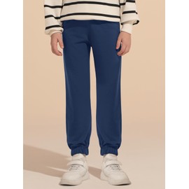 Haloumoning Boys Joggers Pants Kids Casual Elastic Waist Cuffed Sweatpants 5-14 Years Navy Blue