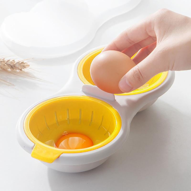 Microwave Egg Poacher 2 Eggs, Double Layer Egg Boiler for