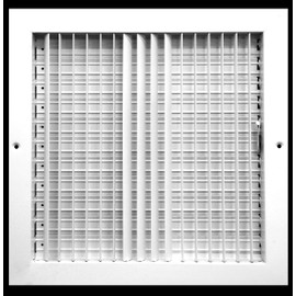 HVAC Premium 8'' w x 8'' h Adjustable AIR Supply Diffuser - HVAC Vent Cover Sidewall or Ceiling - Grille Register - High Airflow - White [Outer Dimensions: 9.875'' w X 10'h]