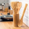 RAVI Kitchen Utensils, Bamboo Wood Kitchen Utensils Set, Five Spoon