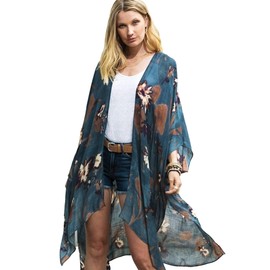 Moss Rose - Bikini de verano para mujer, tipo kimono para trajes de baño, Azul 1, Talla única