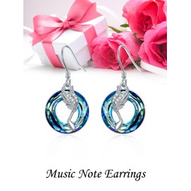 TOUPOP Animal Earrings for Women Sterling Silver Cat/Pentagram/Music Note Dangle Earrings Blue Crystal Birthday Valentine's Day Mother's Day Jewelry Gifts for Her Wife Mom, Sterling Silver, crystal