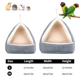 Hoopttay Small Winter Warm Bird Bed for Cage with Soft Plush Hanging Hammock & Hut Tent, Hideaway Sleeping Nest for Budgies, Cockatiels, Small Animals, and Guinea Pig Hideouts (Grey, S)