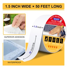 MOGOFE RV Roof Sealant Tape White, 1.5 Inch x 50 Feet RV Repair Roof Sealer Seal Tape UV-Resistant Waterproof Sealant Tape for RV Repair, Camper, Trailer, Boat Sealing, Leaking Roof, Window