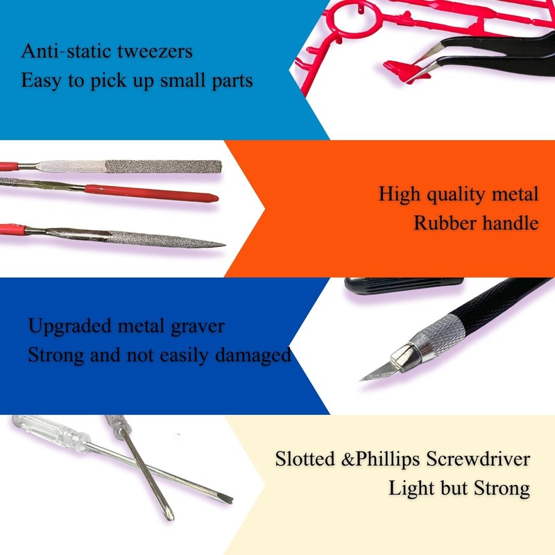 JUNYAOHSU Gundam Model Tools Kit, 34pcs Hobby Tool Set, Pliers,