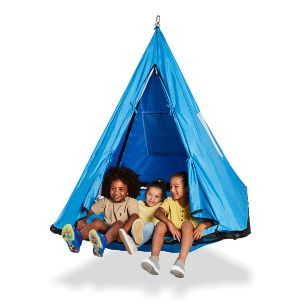 HearthSong 5-Foot Sky Pod Platform Swing for Kids with Removable UV-Protected Cover and Ground Stakes, Holds up to 500 lbs.