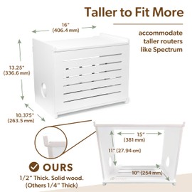 Wooden WiFi Router Storage Box - Deluxe Wall Mountable Decorative Modem Shelf Hider Cover with Cable Management System - Rustic Home Organization Solution for Routers Up to 11" Tall - Pine