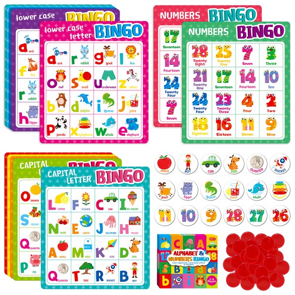 SpriteGru Alphabet Bingo Game, Uppercase/Lowercase/Number Bingo Game ABC and 123