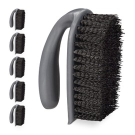 Relaxdays Scrubbing, Set of 6, Hard Bristles, with Handle, Cleaning, Bathroom, Kitchen, Carpet, Shoe Brush, Plastic, Grey, 100%, Gray, 1 Item