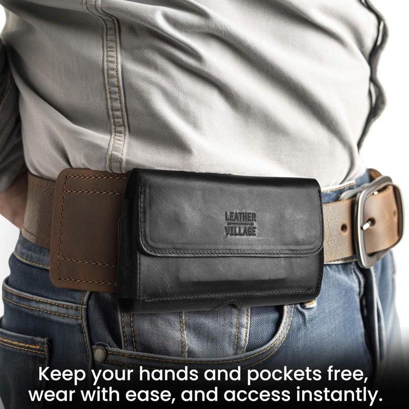 Leather Village Phone Holster Belt Clip Style for Men –
