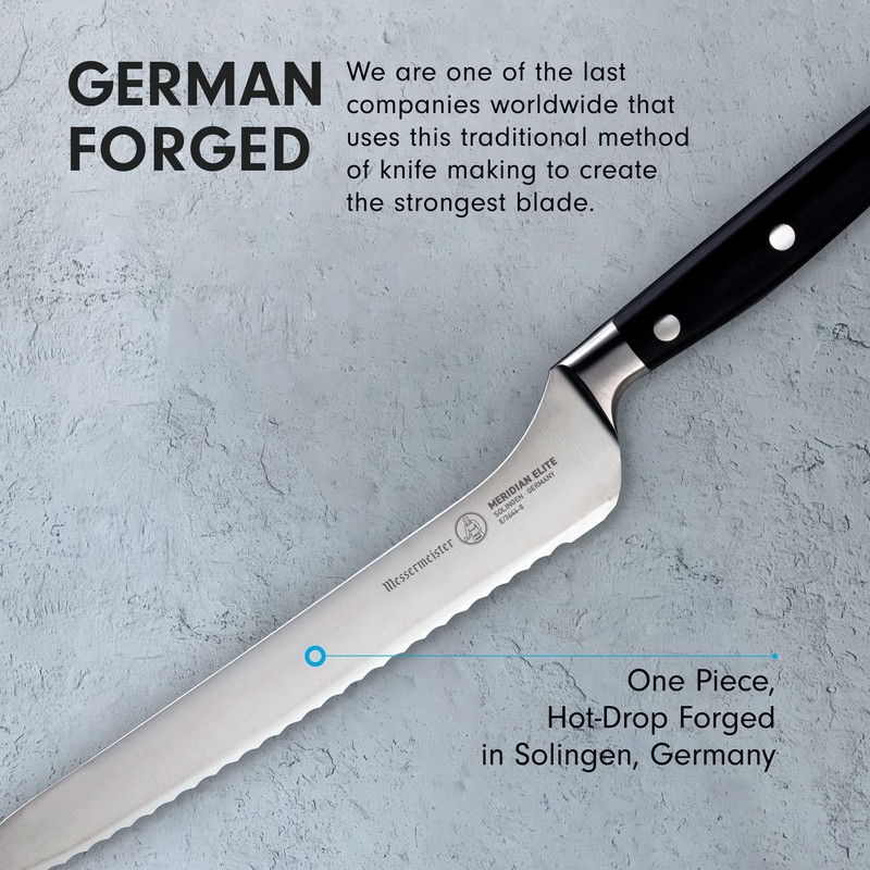 Messermeister Meridian Elite 8” Scalloped Offset Knife - Fine German