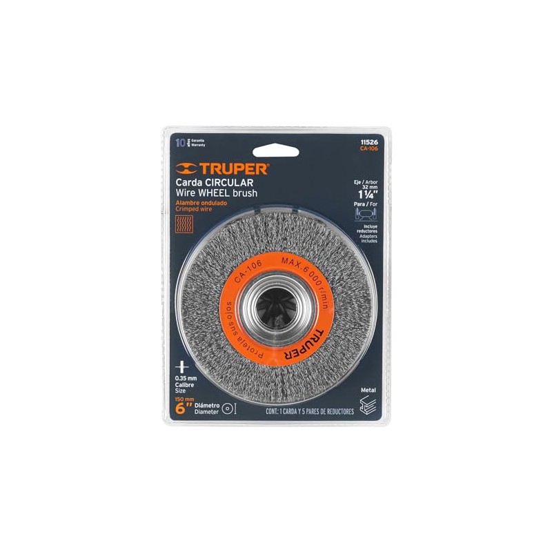 Truper CA-106, Carda para esmeril, de alambre ondulado 6", calibre