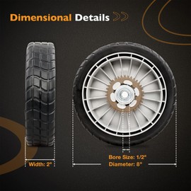 Lawn Mower Wheels Kit 2 Pack-8" Compatible with Honda HRR216 HRS216 HRT216 Walk Behind Lawn Mower, 2 Rear Wheels 42710-VE2-M02ZE