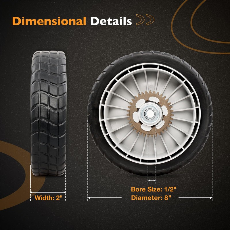 Lawn Mower Wheels Kit 2 Pack-8" Compatible with Honda HRR216