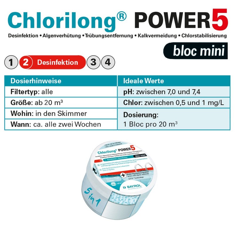 BAYROL Chlorilong Power 5 Chlorine Tablets