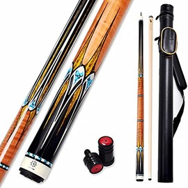 Collapsar CXL300 Pool Cue with 1X1 Hard Case,Low Deflection Shaft 13mm Black Tip Billiard Ques Sticks,58" 2-Pieces 20 oz Professional Pool Stick Set