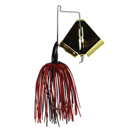 Tackle HD 3/8 Oz Worldwide Gold Buzzer Fishing Bait, Buzz Bait with Mustad Ultra Point Fishing Hook and Pro Series Skirt, Top Water Bass Fishing Lure for Freshwater, Black/Red (Gold Blade)
