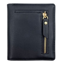 Woogwin Compact Mini Wallets for Women Small Card Holder with Coin Purse Bifold Slim Front Pocket Wallet(Black)