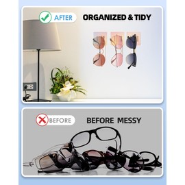 MaxGear Sunglass Holder for Wall, 4 Pack Acrylic Sunglasses Organizer Eyewear Display Rack, Eyeglass Holder Stand for Office & Home Decor, Unique Gifts for Husband, Women & Girls, Iridescent