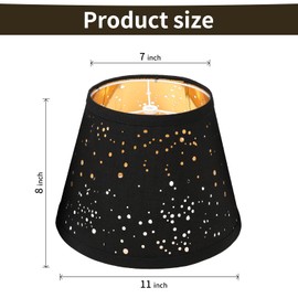 Small Lamp Shades Set of 2 Black Star Lampshade 7" Top X 11" Bottom X 8" High Small Lamp Shades For Bedroom Living Room Home Decor Easy Assembly Required