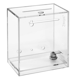 Donation Box/Promotion Box/Lot Box with Lock, Freestanding or Wall Mounting, Made of Crystal Clear Acrylic Zeigis®