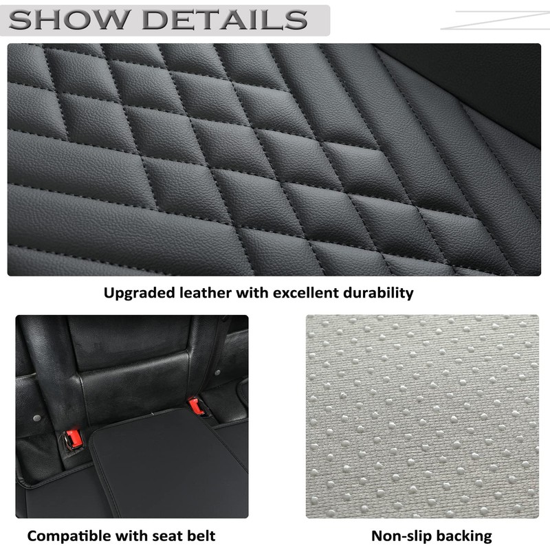 GIANT PANDA PU Leather Rear Seat Cover Protector, Anti-Slip Adjustable