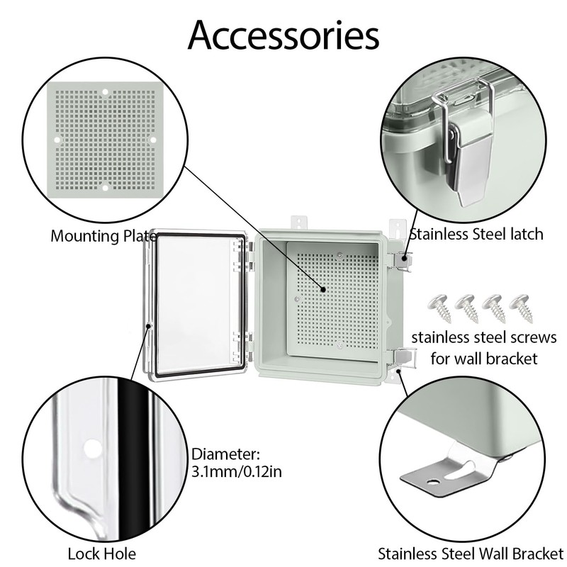 LeMotech Electrical Box, IP67 Waterproof Hinged Clear Cover Stainless Steel