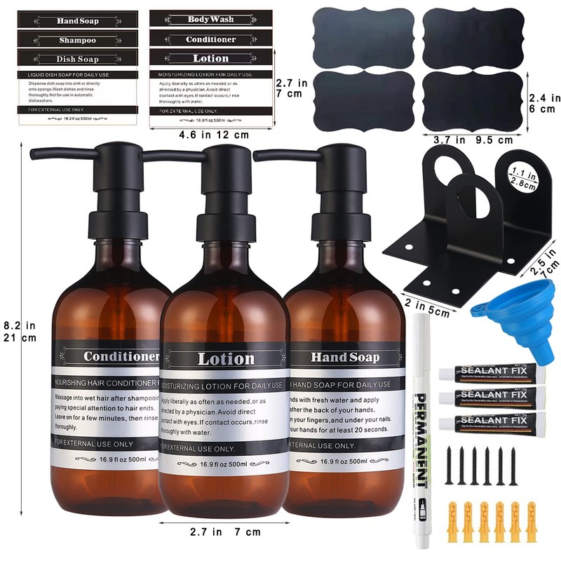 SOOKDEO Dispenser Bottle Bathroom Kitchen Refillable Shampoo Conditioner Hand Washing-Up