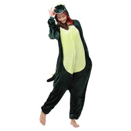 Metaparty One Piece Pyjamas Women's Animal Costume Plush Costumes Onesies for Adults Cartoon Pyjamas Cosplay Pyjamas with Hood Sleepsuit Green, Adults