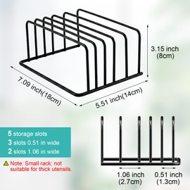 Confezione da 2 supporti per taglieri in acciaio, 5 scomparti per 2 spessori (1,6 cm/3,0 cm), organizer antiscivolo per taglieri, teglie da forno e coperchi per pentole, salvaspazio per la cucina