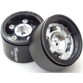 Txxrcss RC 1.0 Beadlock Wheels Offsets -2 Aluminum Rims for AX24 1/18 TRX4M All 1/24 Scale Axial SCX24 Deadbolt RC Crawler Car Wheels Upgrades 4Pc Silver & Black