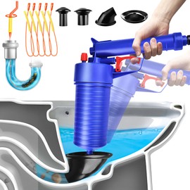 Toilet Plunger Set, Drain Clog Remover With 4 Sized Suckers, High Pressure Air Drain Blaster Gun, Tub Drain Cleaner Opener, Sink Plunger for Bathroom, Kitchen, Toilet, Floor Drain, Clogged Pipe