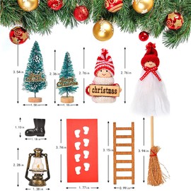 Gnome Door Accessories Christmas Set Miniature Elf Door Gnome Door Decoration Christmas Gnome Complete Set Gifts for Children 23 Pieces Gnome Accessories Christmas Decoration Small Toy for Boys and