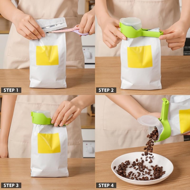 4Pcs Food Clip Set with Pour Spout,Bag Clips with Pour
