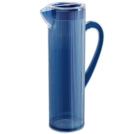 elle decor Acrylic Water Pitcher with Lid | Indigo Blue Tall Jug | Plastic Juice Carafe for Iced Coffee, Mimosa Bar, Lemonade, and Orange Juice | 50-Ounces Iced Tea Pitcher for Fridge