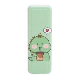 U Disk USB2.0 Push Pull Memory Flash Drive Corporate Gift Car Computer Accessories(Milk Tea Little Dinosaur 64GB)