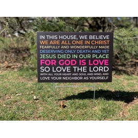 Tunzasigns In this house we believe that God has the answers the world needs to hear. Jesus is the answer! 12x18 Corrugated Plastic Double Sided Yard Sign with H Stake