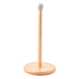 Wooden Paper Towel Holder Countertop, Paper Towel Dispenser Stand with Ceramic Top, Farmhouse Paper Towel Roll Stand for Kitchen Counter（White）