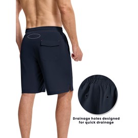 BGOWATU 2 in 1 Men's Swim Trunks Board Shorts with Compression Liner Quick Dry Swimming Bathing Suit 9" Beach Shorts Navy M
