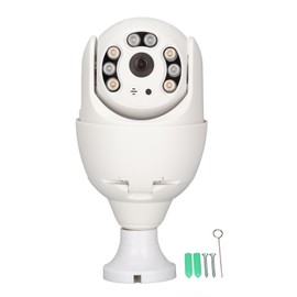 WiFi Light Bulb Camera 1920 X 1080 Wireless Home Surveillance Camera with Two Way Audio Infrared Lighting DP18 White