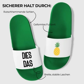 Dies Das Ananas | Slippers | Slippers | Slippers | Mules | Unisex | Holiday | Malle | JGA | Gift Idea | Non-Slip, Green