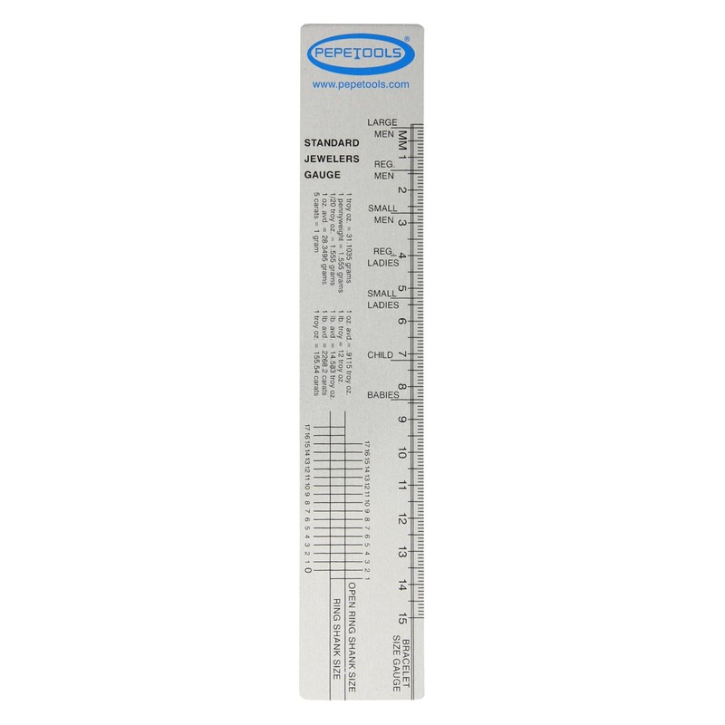 Pepetools Standard Jeweler's Gauge Ruler – Ring & Bracelet Sizing