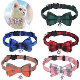 Bowtie Cat Collar with Bell 5 Pack Breakaway Safety Kitten Collar,Adjustable and Safety for Kitty, Puppy,Bunny